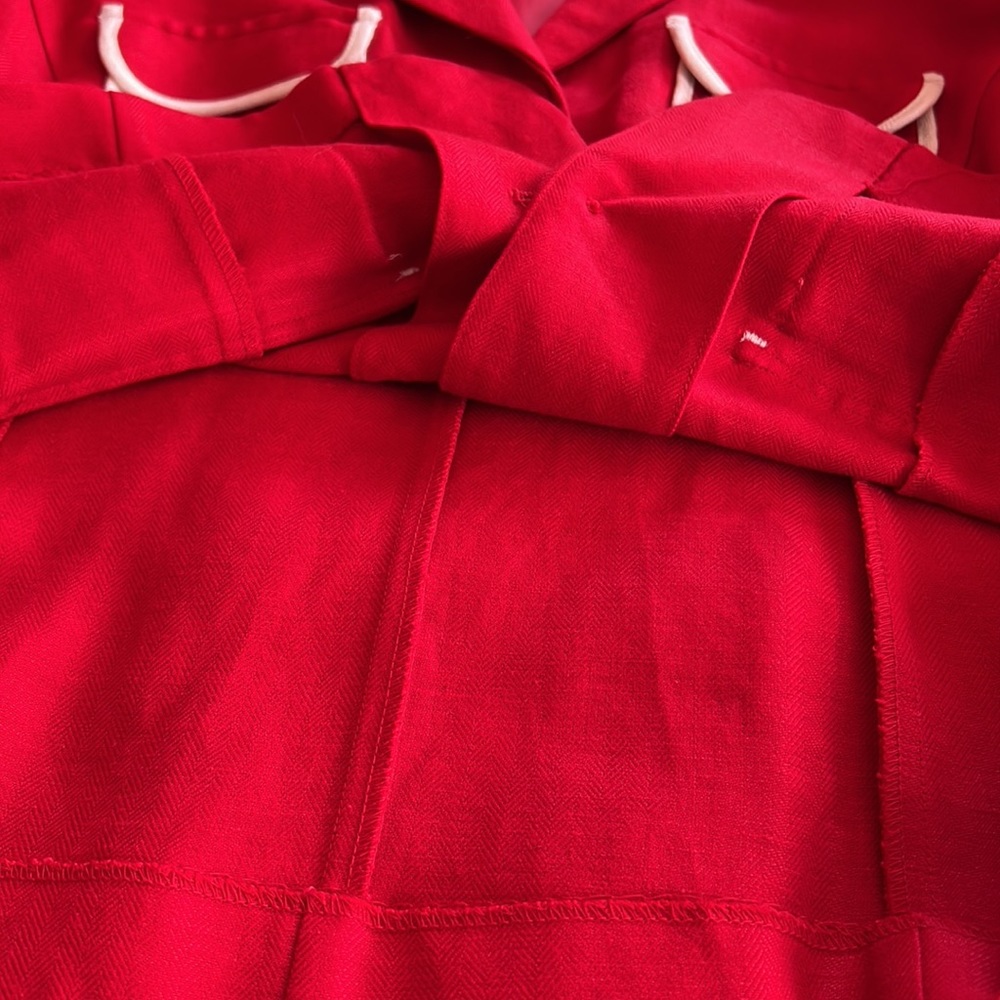 Linen rayon blend red/white trim unlined jacket size 16 petite - Picture 11 of 11
